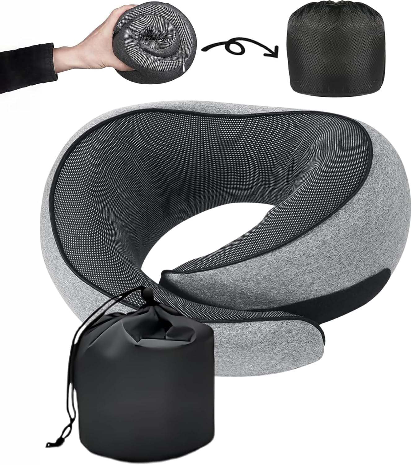 FoamHug - Neck Pillow Memory Foam U - Ergonomic Design for Travel, Car Rides, and Home Use
