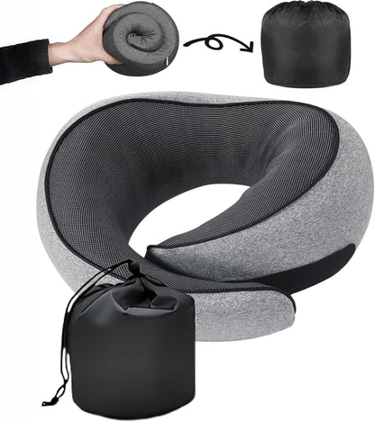 FoamHug - Neck Pillow Memory Foam U - Ergonomic Design for Travel, Car Rides, and Home Use