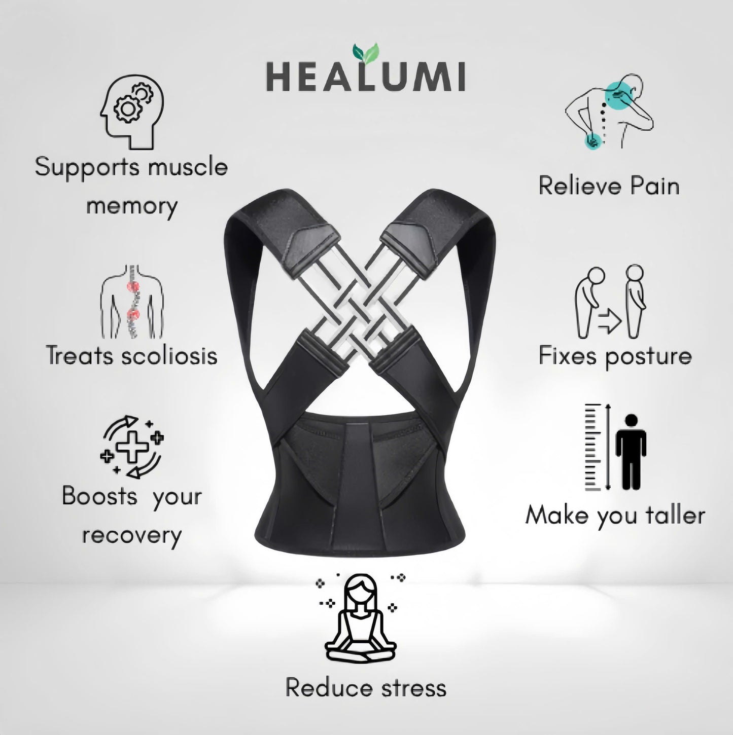 Vinebrace - Back Brace Posture Corrector for Women and Men with Natural Curve Correction Tech